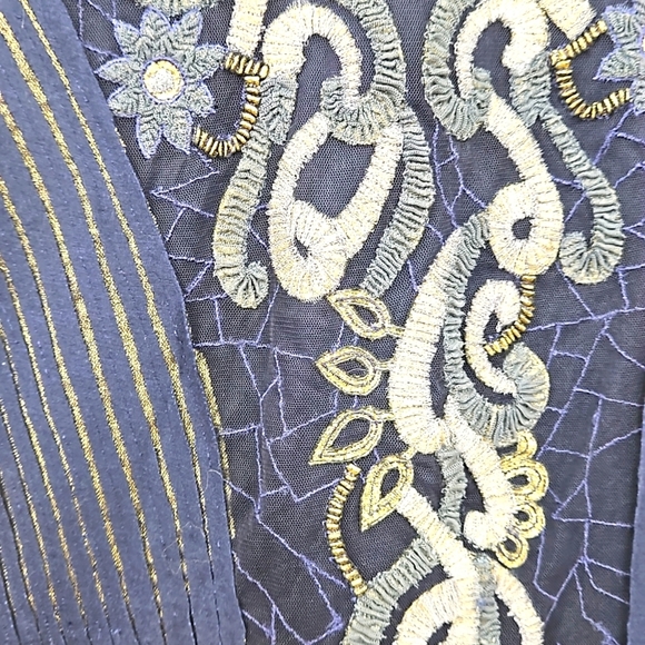 GEISHA DESIGNS,  EMBROIDEDED FIT N FLARE DRESS, SLEEVLESS, V-NECK - Picture 4 of 8